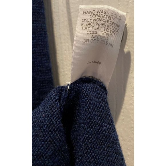 Turnbury Men's Extra Fine Large Sweater, 100% Merino Wool Blue 3 button collar - Picture 5 of 5